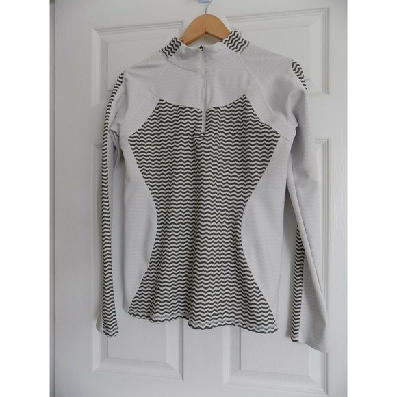 Kyodan Tops - Kyodan Striped Athletic Pullover Top 1/4 Zip Thumb Holes Womens Large